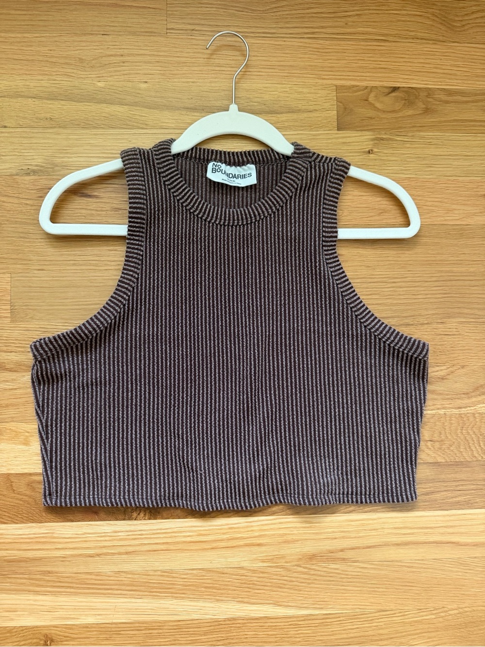 No Boundaries Ribbed Chocolate Brown Crop Tank